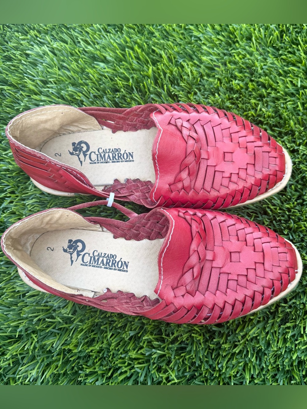 Girls Mexican Huaraches Red Woven Leather Kids Sandals Size 2